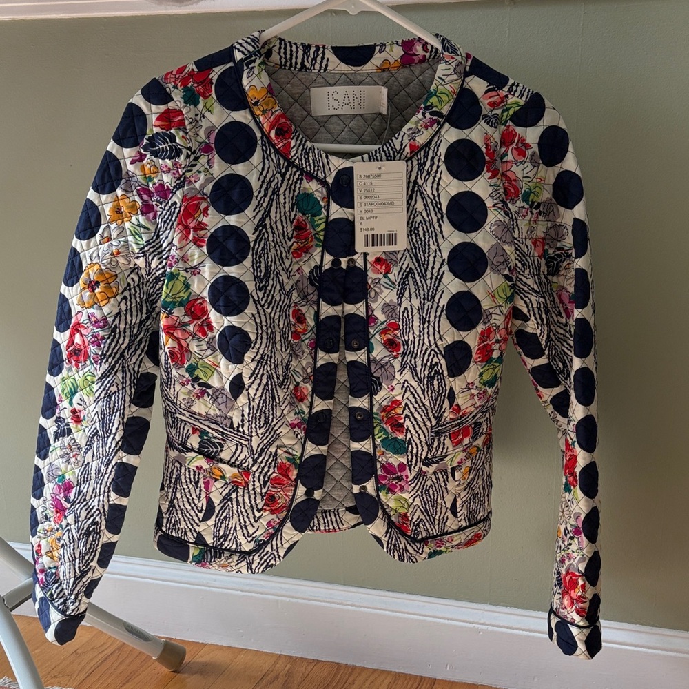 ISANI Women's Floral and Polka Dot Quilted Blazer